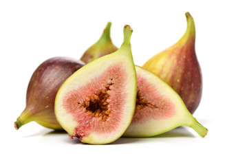 Ripe figs on a white background