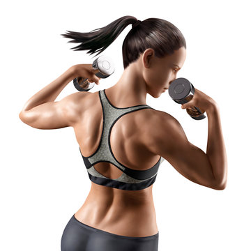 Fitness woman with dumbbell