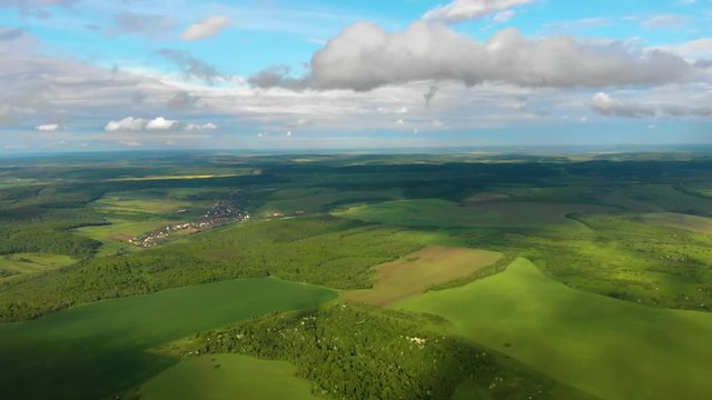 high altitude, fields, forests, villages, clouds, the sun aerial background nature wallpapper