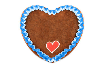 Oktoberfest Gingerbread heart cookie with ornaments and copy space
