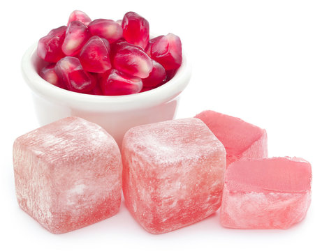 Popular Turkish delight of pomegranate flavor