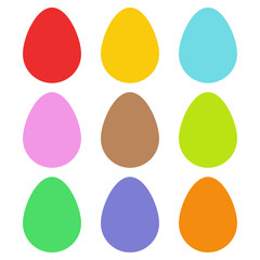 Easter eggs. Set of multicolored eggs. Icons. White background. Vector illustration. EPS 10.