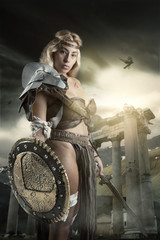 Naklejka na ściany i meble woman gladiator/Ancient warrior