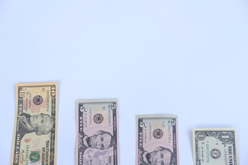 dollars on white background