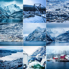 Collage of winter scenes in Norway