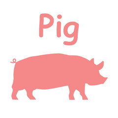 Pig. Animal. Silhouette pig. White background. Vector illustration. EPS 10.