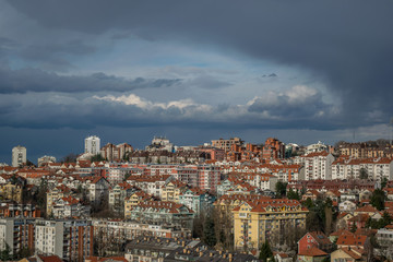 Black clouds that swarm over the city,Belgrade,Serbia