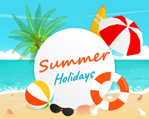 happy summer holiday, tropical beach.vacation travel vector.