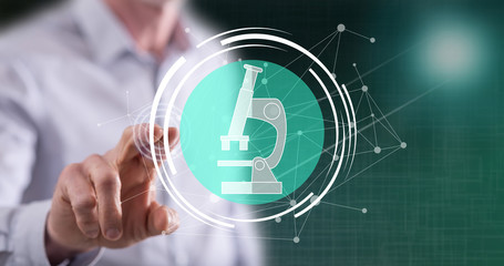 Man touching a scientific research concept