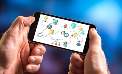 Business strategy concept on a smartphone