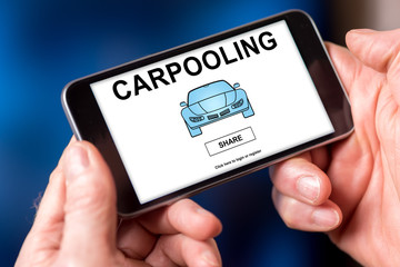 Carpooling concept on a smartphone