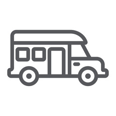 Motorhome line icon, transportation and auto, trailer sign, vector graphics, a linear pattern on a white background.