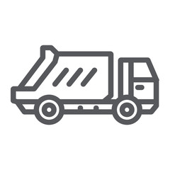 Garbage truck line icon, transportation and auto, waste lorry sign, vector graphics, a linear pattern on a white background.