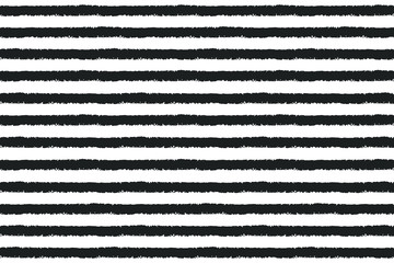 Endless chalk, pastel, brush drawn stripes background. Seamless repeat vector striped black and white pattern. Parallel hand drawn bars with rough edge, wide lines, straight streaks chalkboard texture