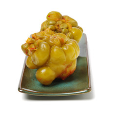 hot pickled mustard tuber on white background 