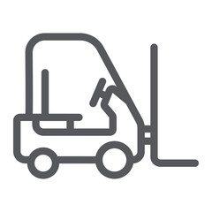 Forklift truck line icon, transportation and lift, loader sign, vector graphics, a linear pattern on a white background.