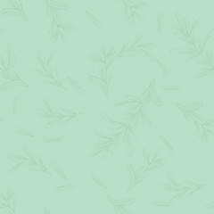 Soft vector seamless pattern with rosemary hand drawn elements. Editable set for packaging design with rosemary branches.