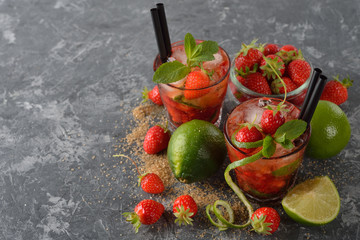 Strawberry mojito cocktail