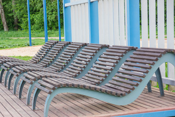 sun beds in the city park for recreation