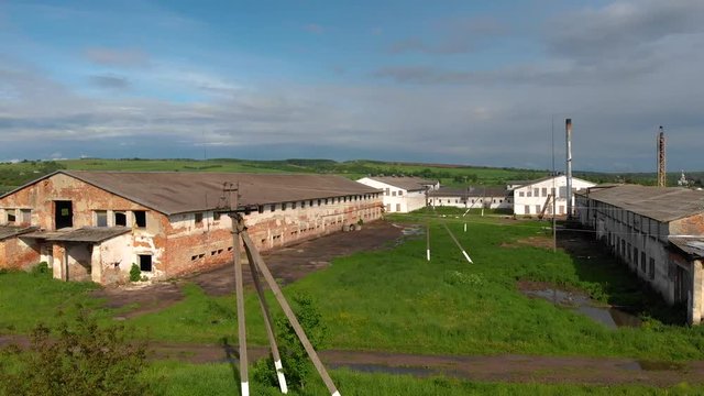 thrown a hangar, a farm, a collective farm aerial background nature wallpapper