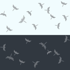 Minimalist seamless pattern. Flying dragonflies. Vector illustration