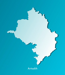 Obraz premium Vector isolated simplified illustration icon with blue silhouette of Artsakh map (Nagorno-Karabakh Republic). Dark blue background