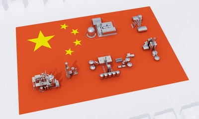 industrial plants on flag China