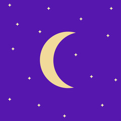 Month and stars. Night sky. Vector illustration. EPS 10.