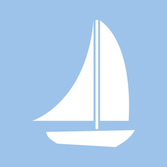 Silhouette of sailing yacht. Logo and icon yacht. Vector illustration. EPS 10.