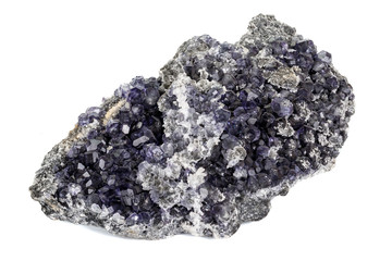 macro mineral fluorite stone on white background
