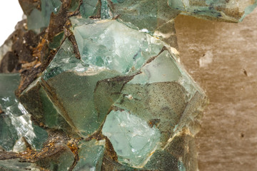 Macro stone Fluorite mineral on white background