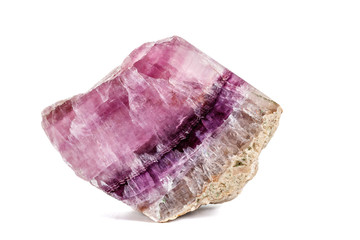 Macro stone Fluorite mineral on white background