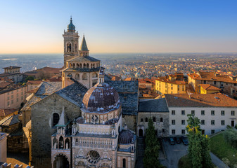 Fototapeta na wymiar Panorama of Bergamo Old Town, Italy