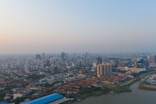 Landscape at Phnompenh on sunset nearly Koh Pich island - Cambodia © Nhut