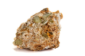 Macro stone Apatite mineral on white background