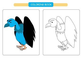 Coloring book for vulture. Cute cartoon yabby. Vector illustration.