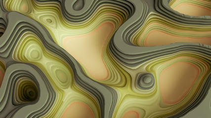 Modern background with lines and relief. 3d illustration, 3d rendering.