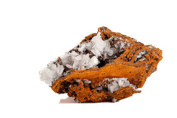Fototapeta premium Macro mineral stone crystals Hemimorphite rock on a white background