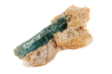 Macro stone Apatite mineral on white background