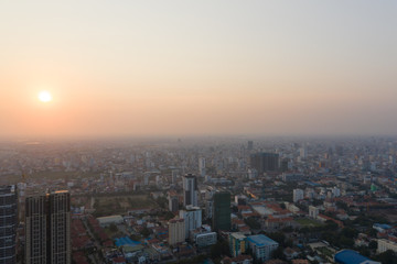 Landscape at Phnompenh on sunset nearly Koh Pich island - Cambodia