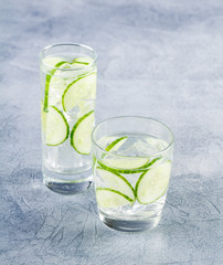 Infused water with cucumber and ice