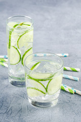 Infused water with cucumber and ice
