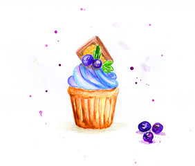 cupcake with cream and cherry