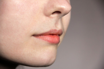 Lips close up. Beautiful lips