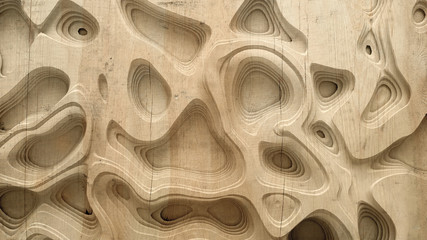 Abstract texture. Relief, shape, wood, stone. 3d illustration, 3d rendering.