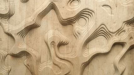 Abstract texture. Relief, shape, wood, stone. 3d illustration, 3d rendering.