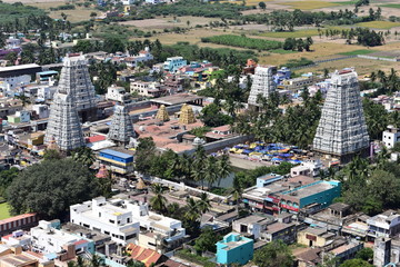 Fototapeta premium Chennai, Tamilnadu, India: April 14, 2019 - Aerial View Of Vedagiriswarar Temple