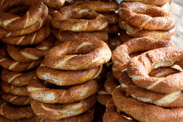 Turkish bagel bread called Simit in Istanbul. Turkey