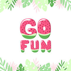 Watermelon Font on white background - vector signs
