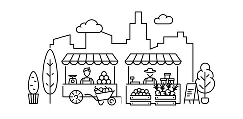 Vector Farmers Market Stall Illustration